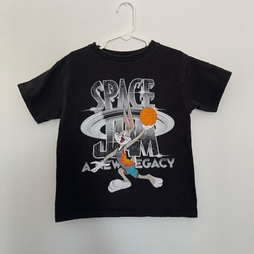 Space Jam Classic Bugs Bunny Basketball T-Shirt Boys size 5/6 Black Cotton